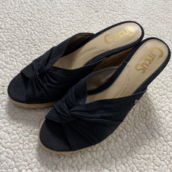 Circus Sam Edelman Black Espadrille Wedge Sandals Size 7.5 - Picture 12 of 13
